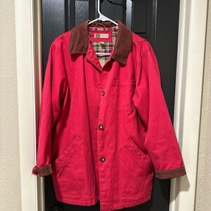90s Vintage Red Jacket with Brown Corduroy Collar